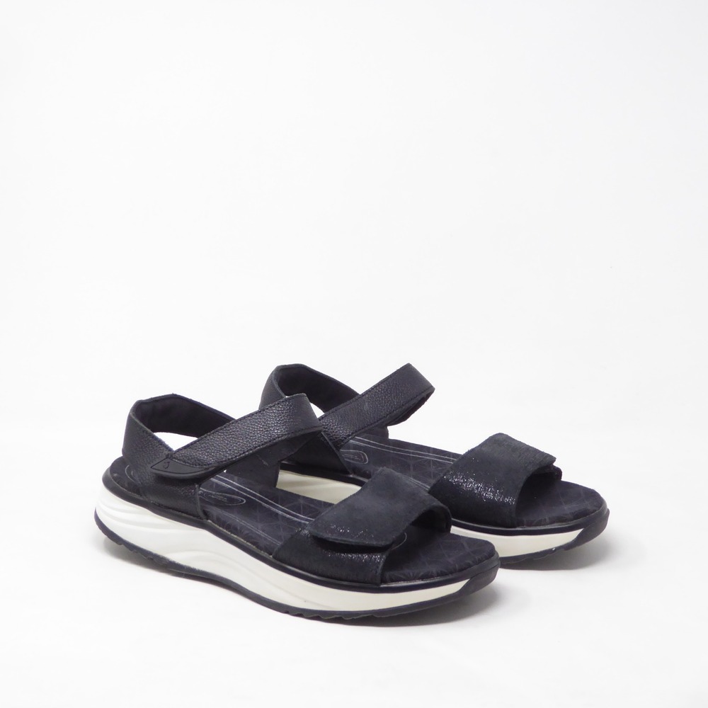 Joya Women Flores Sandals Black Leather Adjustable Straps 40 / 9 US
